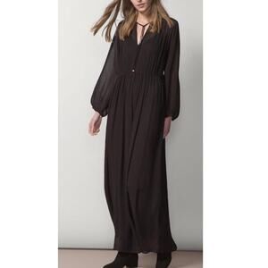 Massimo Dutti Black Long Sleeve Maxi Dress